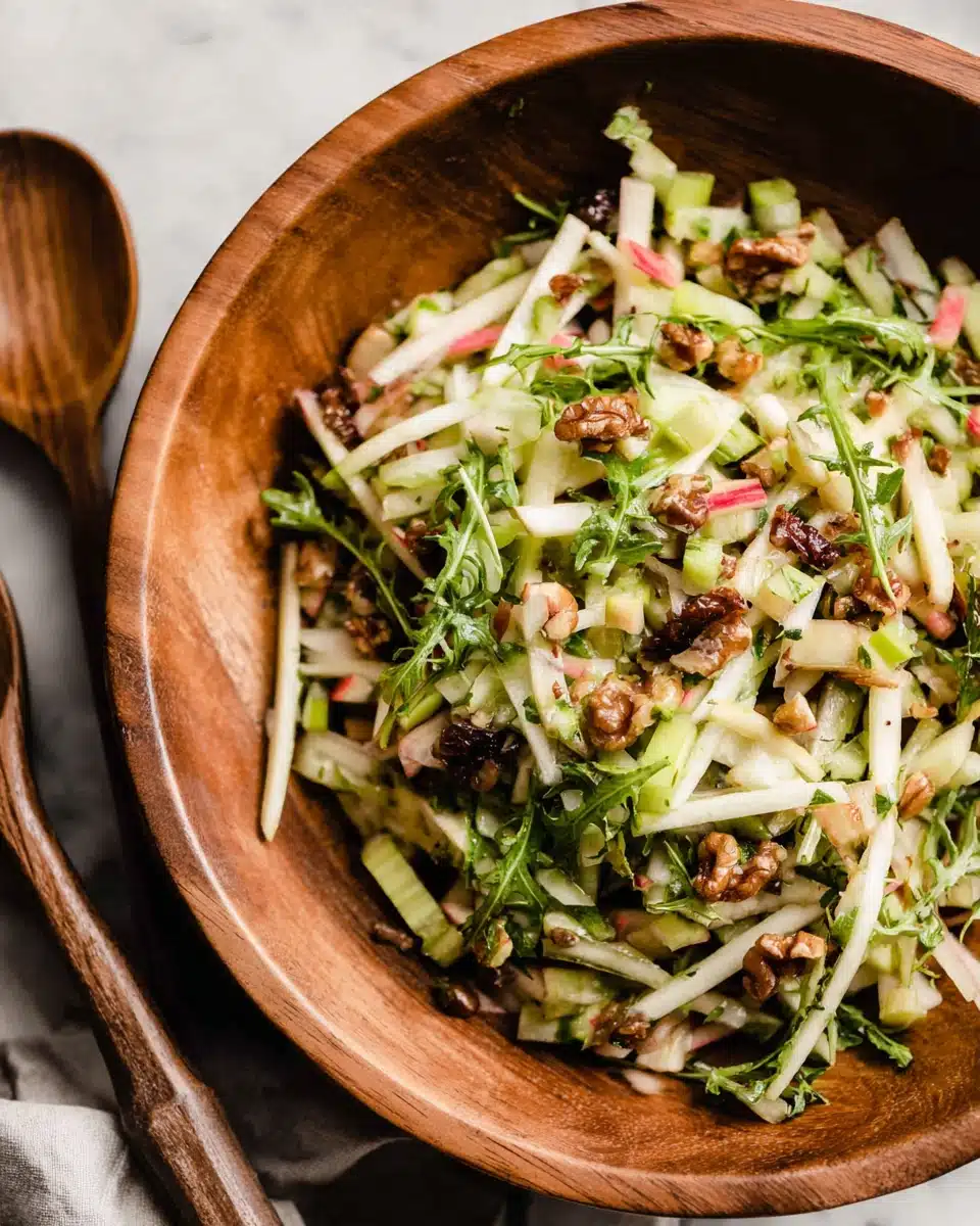 Celery apple salad with walnuts for a healthy dish.