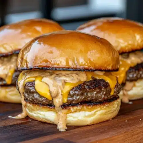 Delicious Crack Burgers with cheddar cheese and creamy sauce.