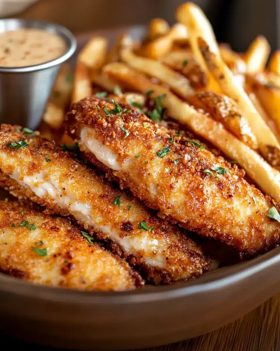 Crispy Crack Chicken Tenders Crispy Crack Chicken Tenders – Easy Dinner Recipe served with sauce and fries