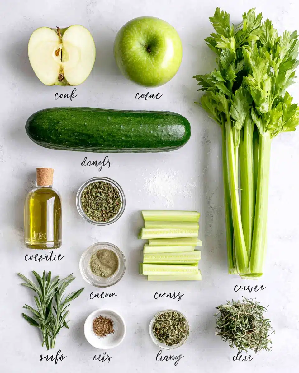 Cucumber celery salad ingredients for a refreshing dish.
