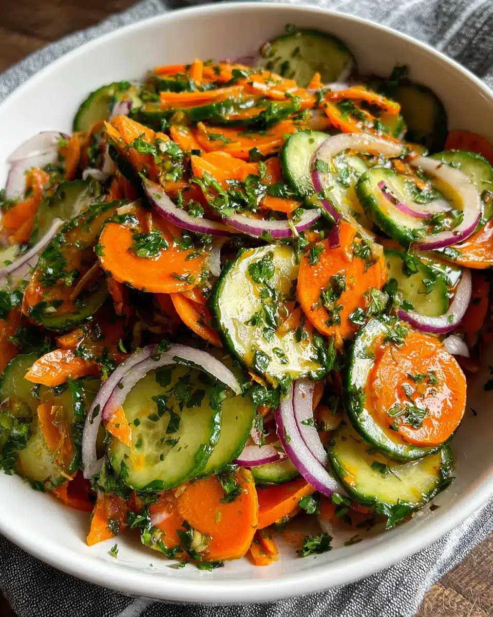 Refreshing cucumber salad made with fresh vegetables