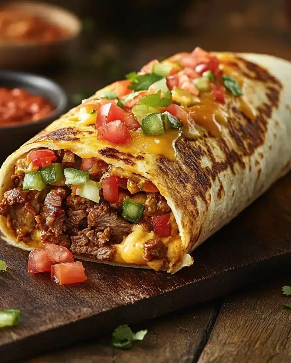 Delicious Easy Grilled Cheese Burrito Easy Grilled Cheese Burrito with beef, cheese, and toppings
