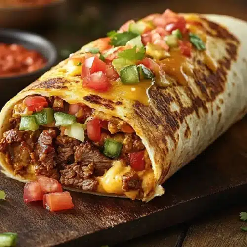 Easy Grilled Cheese Burrito 1 Easy Grilled Cheese Burrito with beef, cheese, and toppings