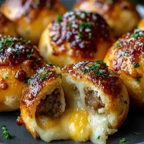 Delicious garlic parmesan cheeseburger bombs, cheesy and golden.