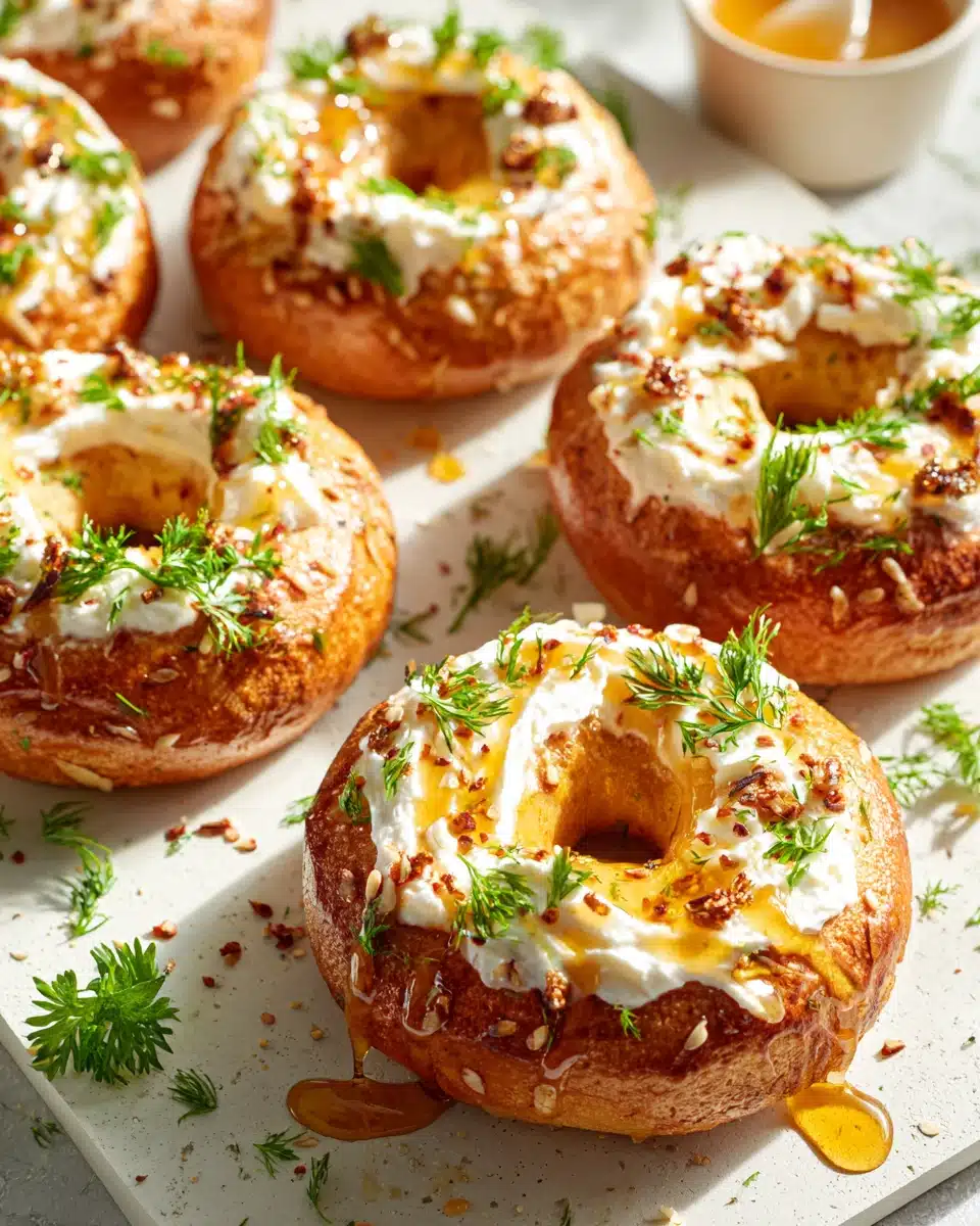 Delicious gluten free bagels with toppings.