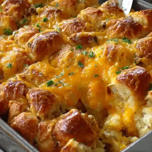 Delightful holiday brunch recipe: Overnight Croissant Breakfast Casserole.