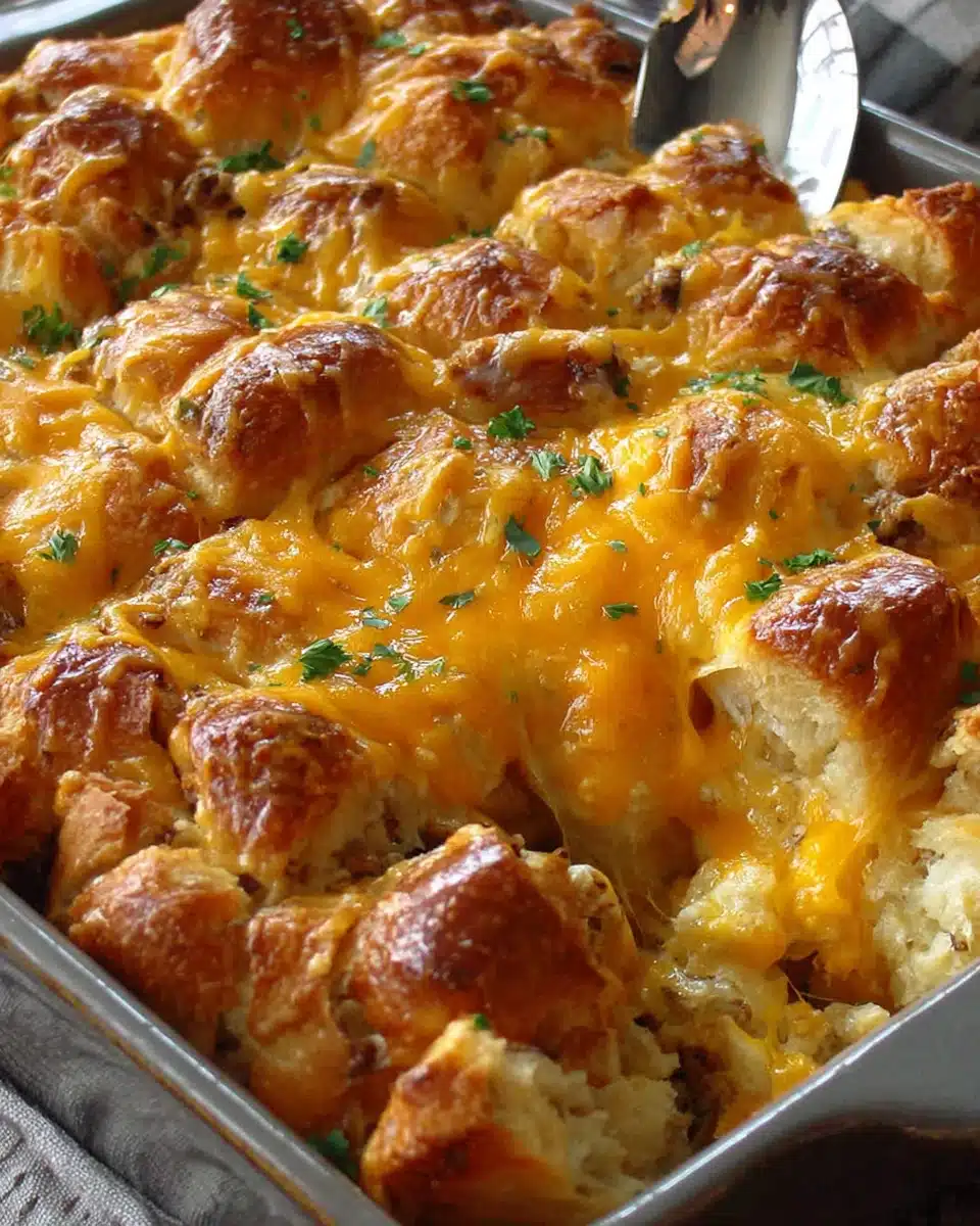 Delightful holiday brunch recipe: Overnight Croissant Breakfast Casserole.