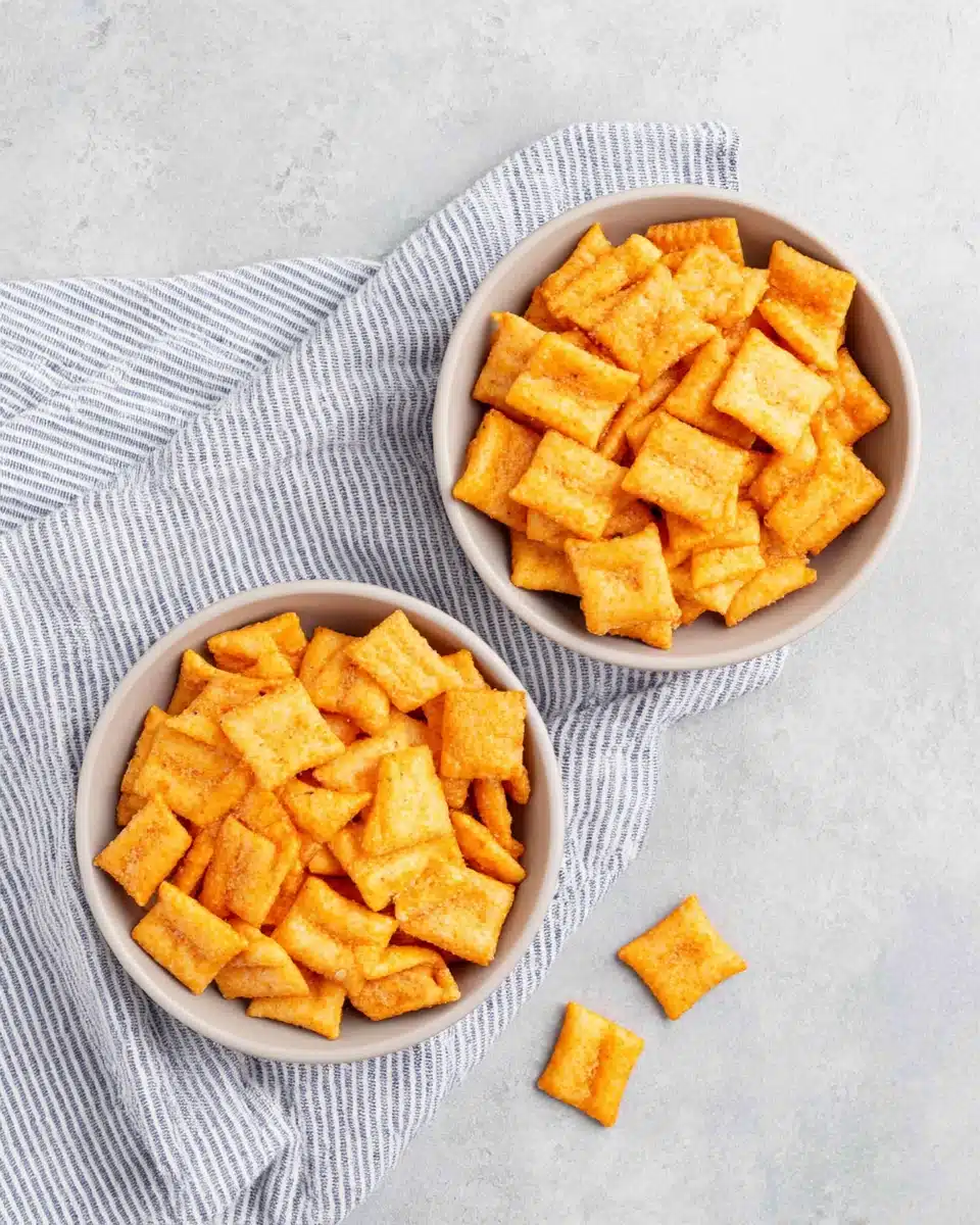 Crispy homemade Cheez Its ready to snack on.