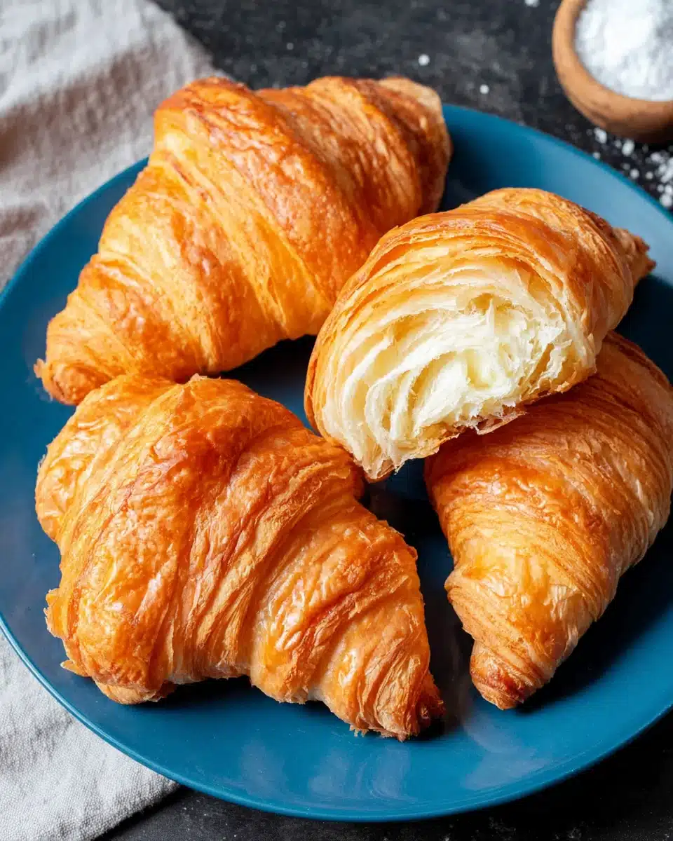 Homemade Croissants on a Plate Delicious homemade croissants for breakfast.