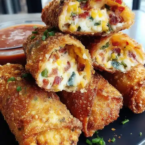 Delicious jalapeno popper egg rolls with creamy filling