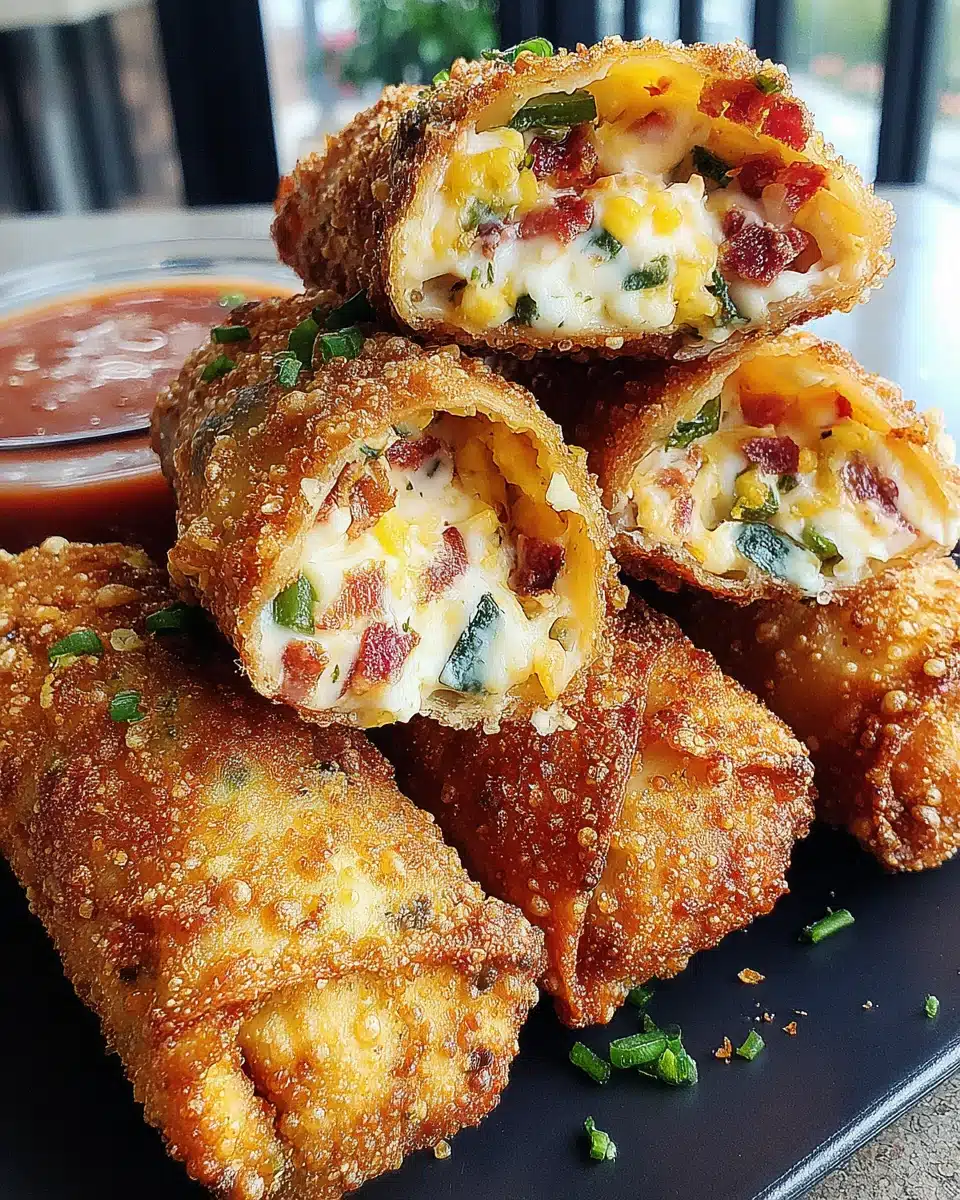 Delicious jalapeno popper egg rolls with creamy filling