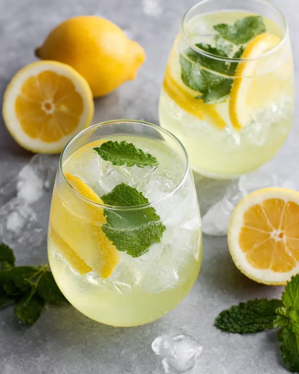 Delicious Limoncello Spritz Cocktail Recipe Refreshing limoncello spritz cocktail garnished with mint