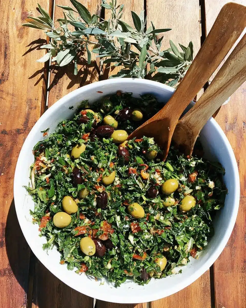 Delicious Mediterranean Olive Salad in a Bowl Mediterranean olive salad packed with flavors and textures.