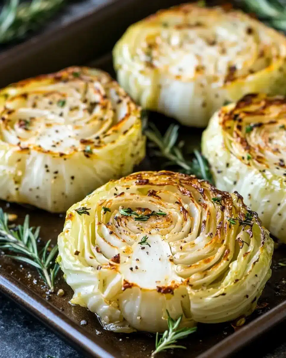Oven Roasted Garlic Cabbage Steaks Oven Roasted Garlic Cabbage Steaks with crispy edges and seasonings