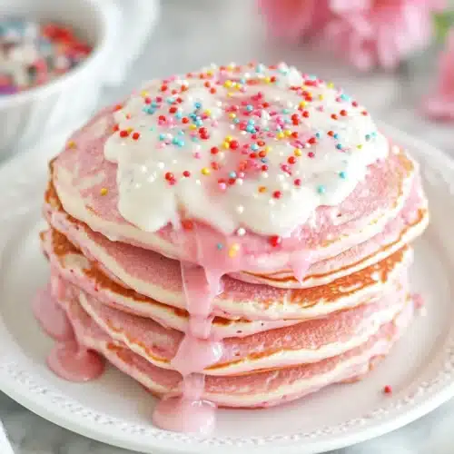 Fluffy pancakes with cream cheese icing for a princess breakfast