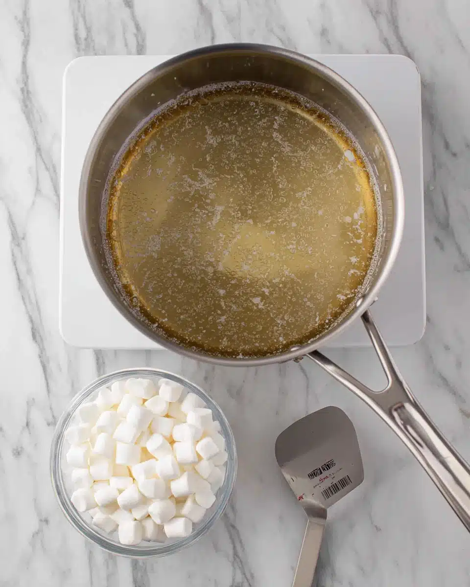 Make rice krispie treats with butter and marshmallows.