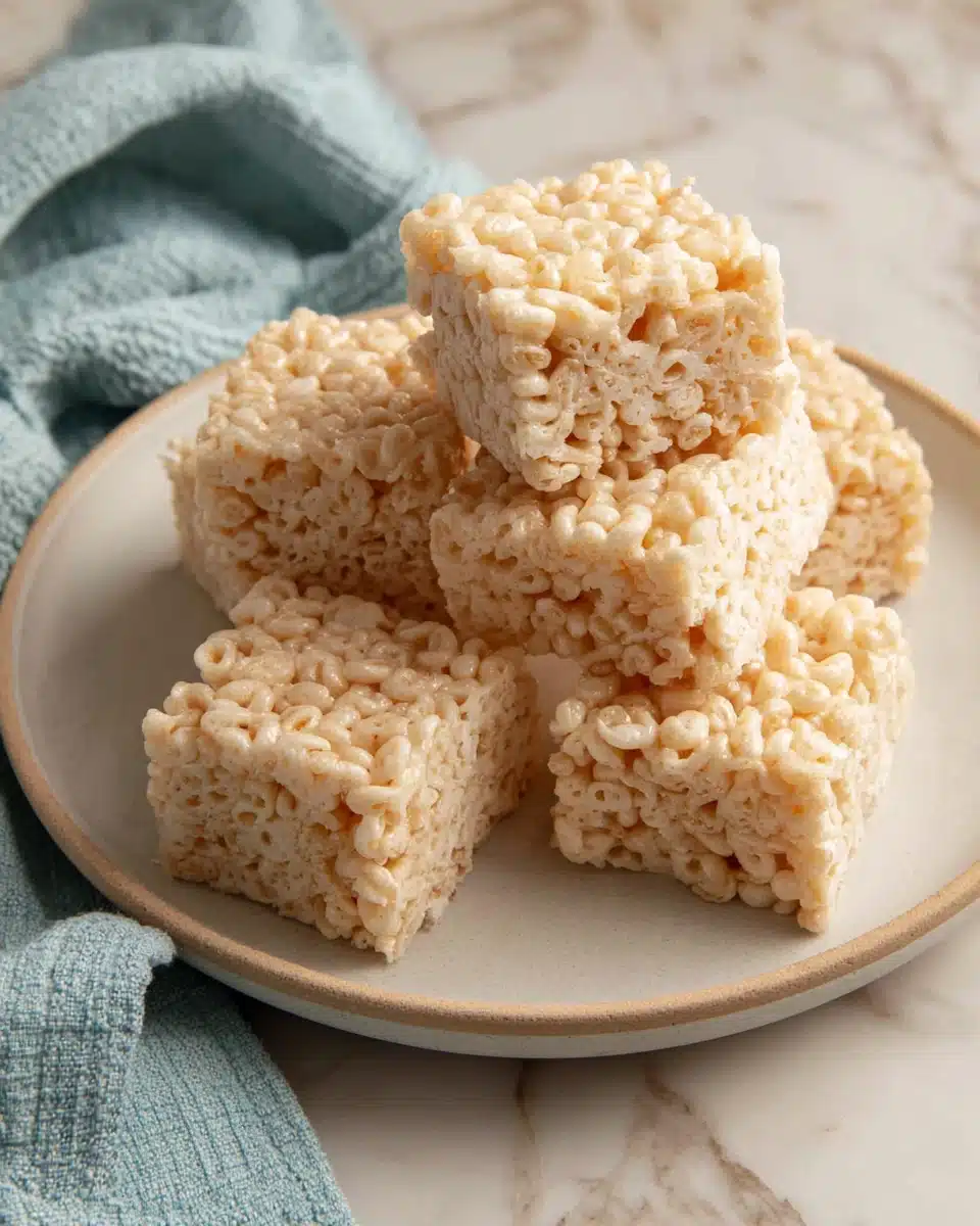 Delicious and chewy rice krispie treats perfect for snacks.