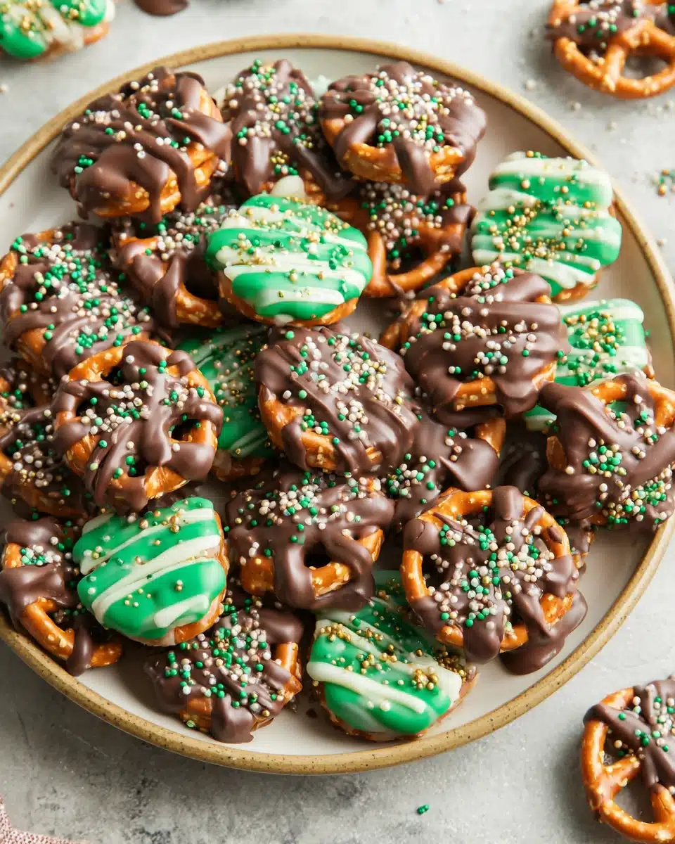 Delicious Rolo pretzel candy with sprinkles.