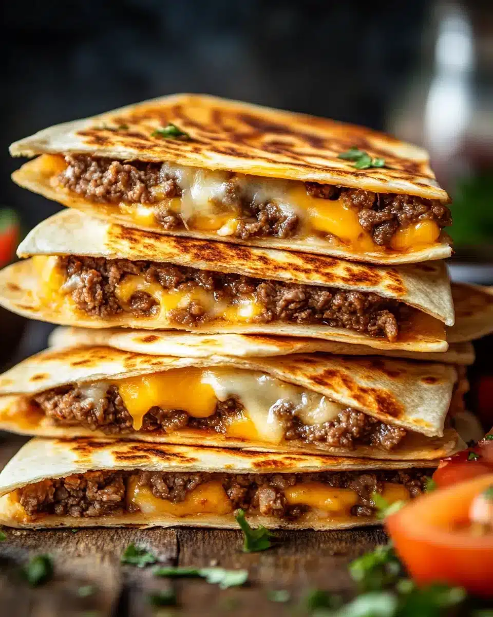 Delicious Smashburger Quesadillas with seasoned beef and melted cheese.