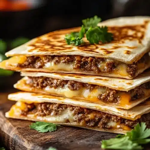 Delicious Smashburger Quesadillas filled with ground beef and cheese.