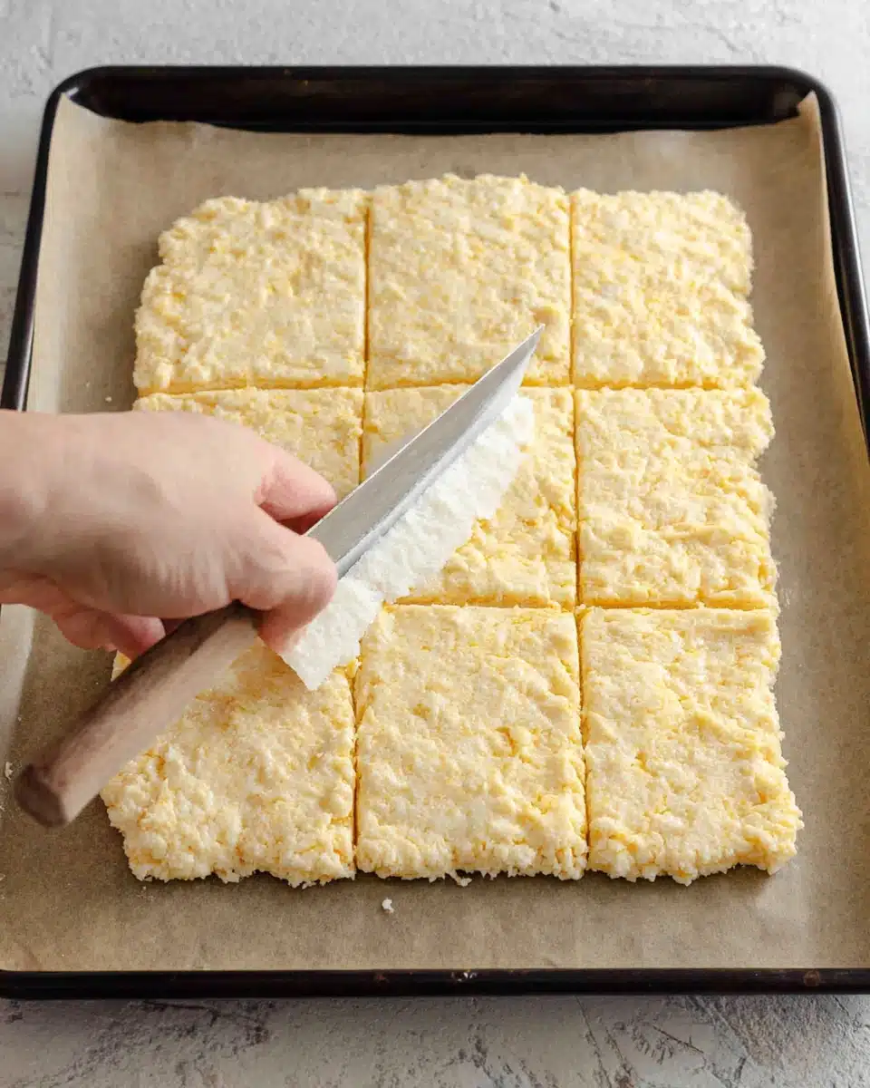 Crispy sourdough cheese crackers preparation steps.