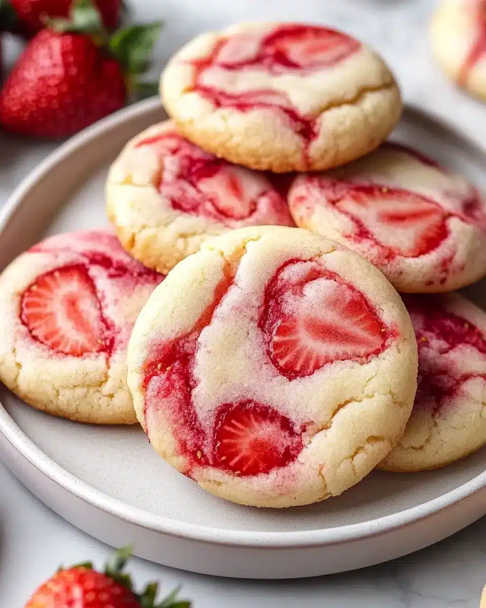Strawberry Cheesecake Cookies Delicious Strawberry Cheesecake Cookies, a perfect treat for dessert lovers.
