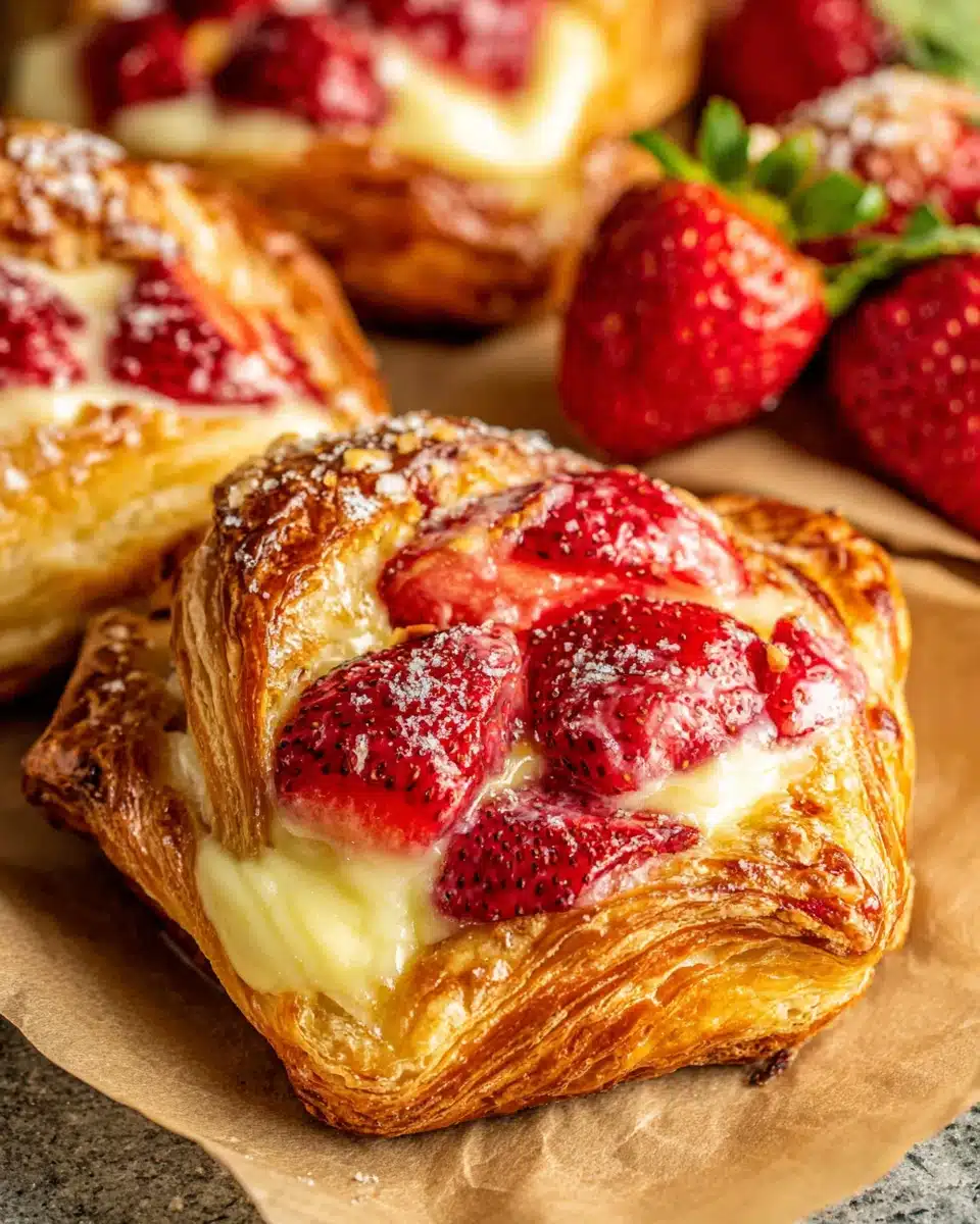 Delicious strawberry danish pastry for breakfast or dessert