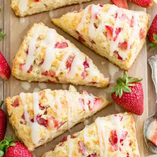 Strawberry scones perfect for breakfast or snacks.