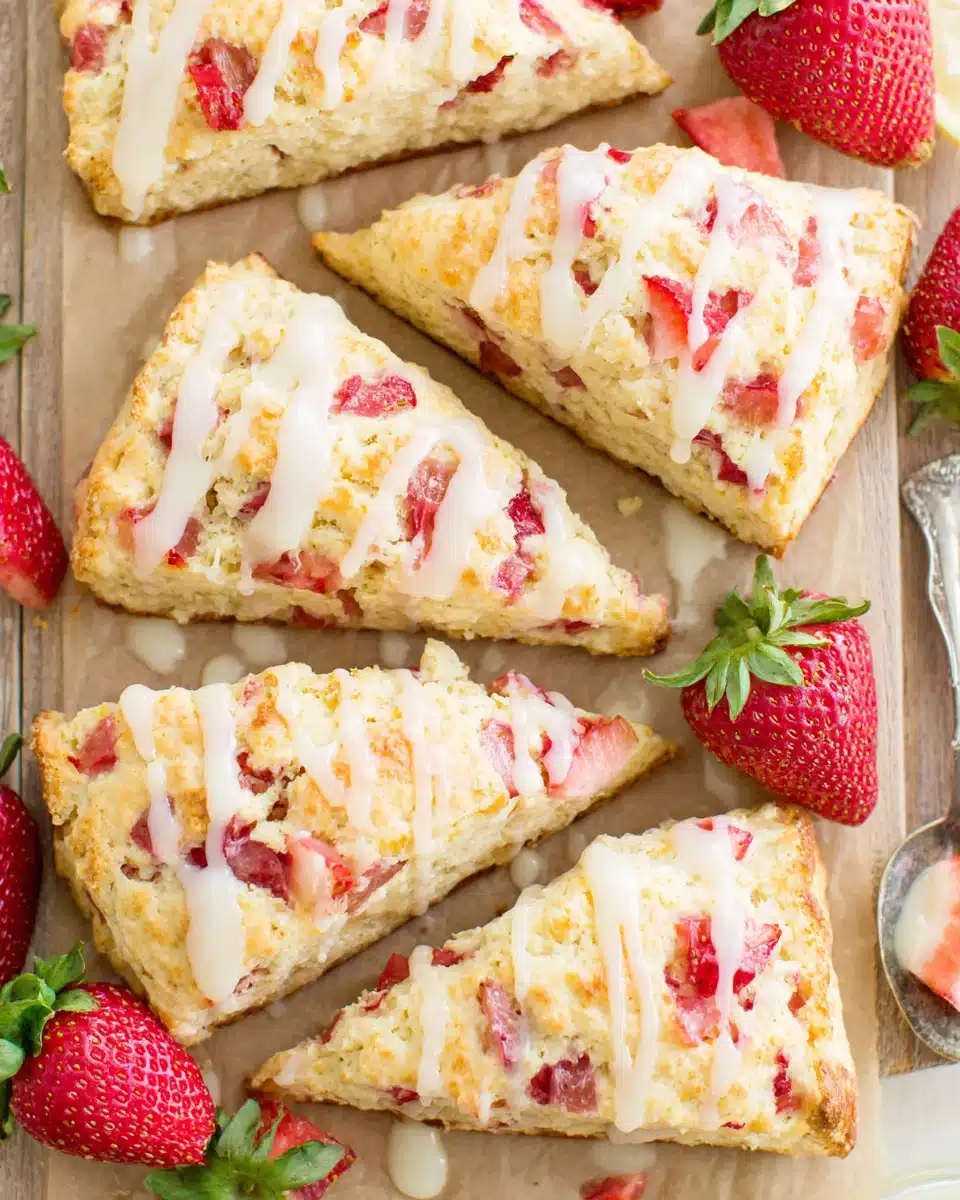 Strawberry scones perfect for breakfast or snacks.