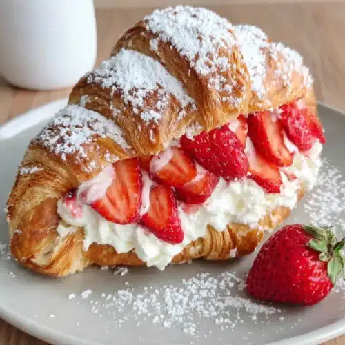 Delicious stuffed croissants with strawberry filling, perfect for breakfast.
