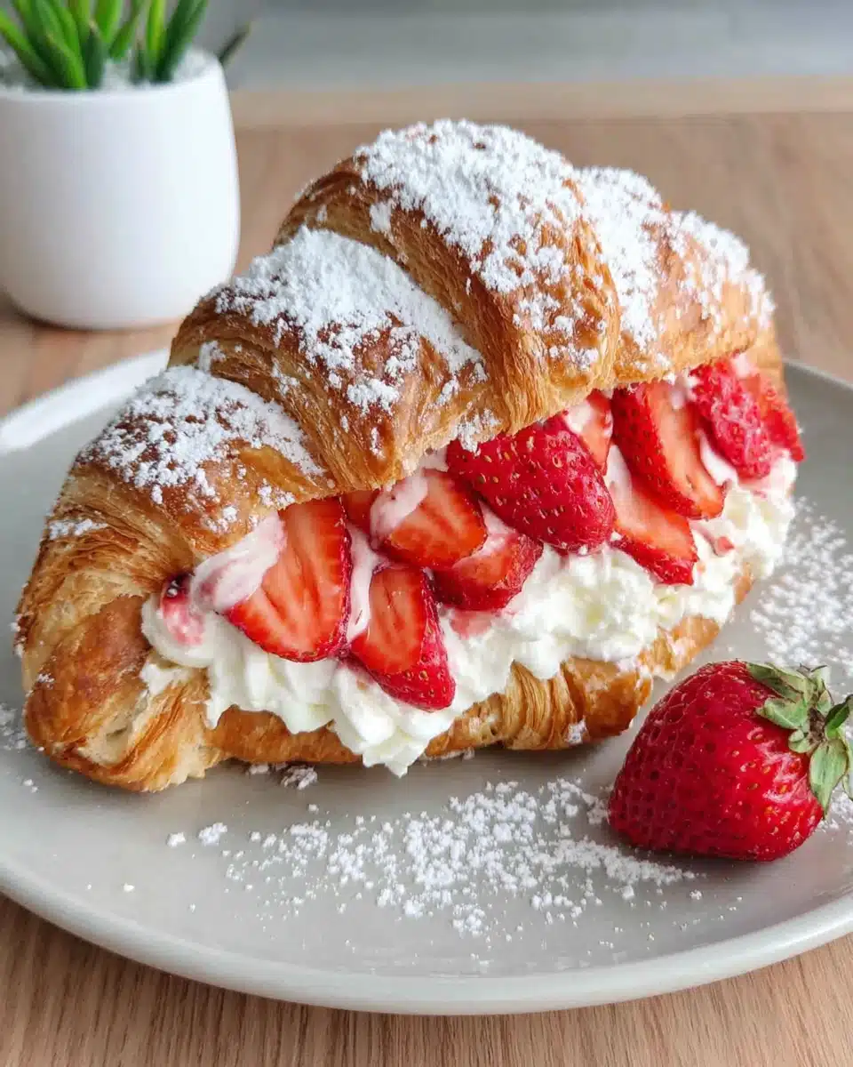 Delicious stuffed croissants with strawberry filling, perfect for breakfast.