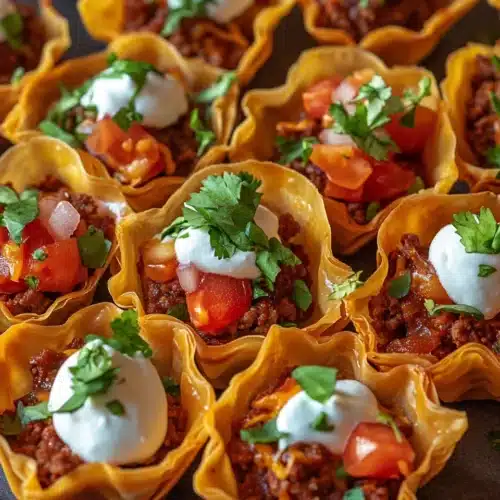 Savory Taco Ranch Bites in phyllo shells, perfect party snack.