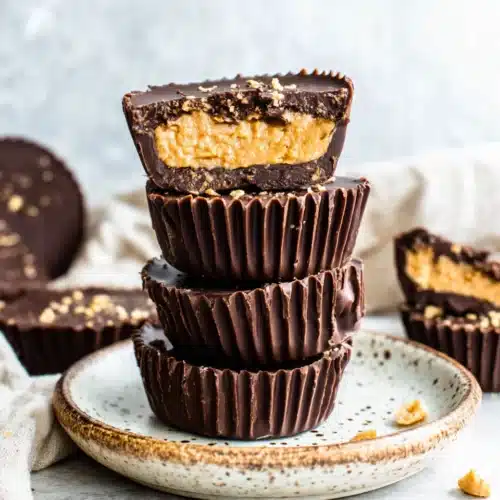 Delicious vegan peanut butter cups with creamy filling.
