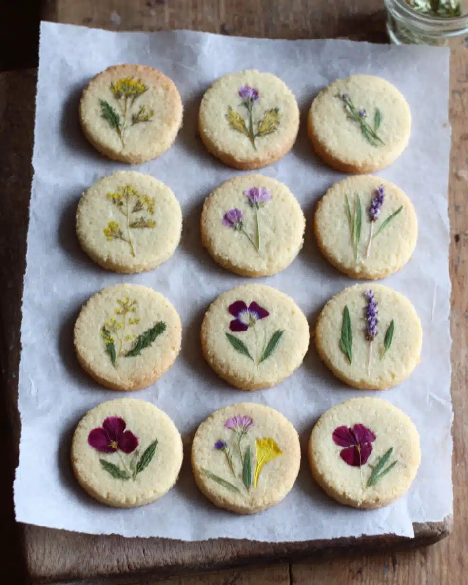 Wildflower Cookies with Edible Flowers Delicious wildflower cookies topped with edible flowers.