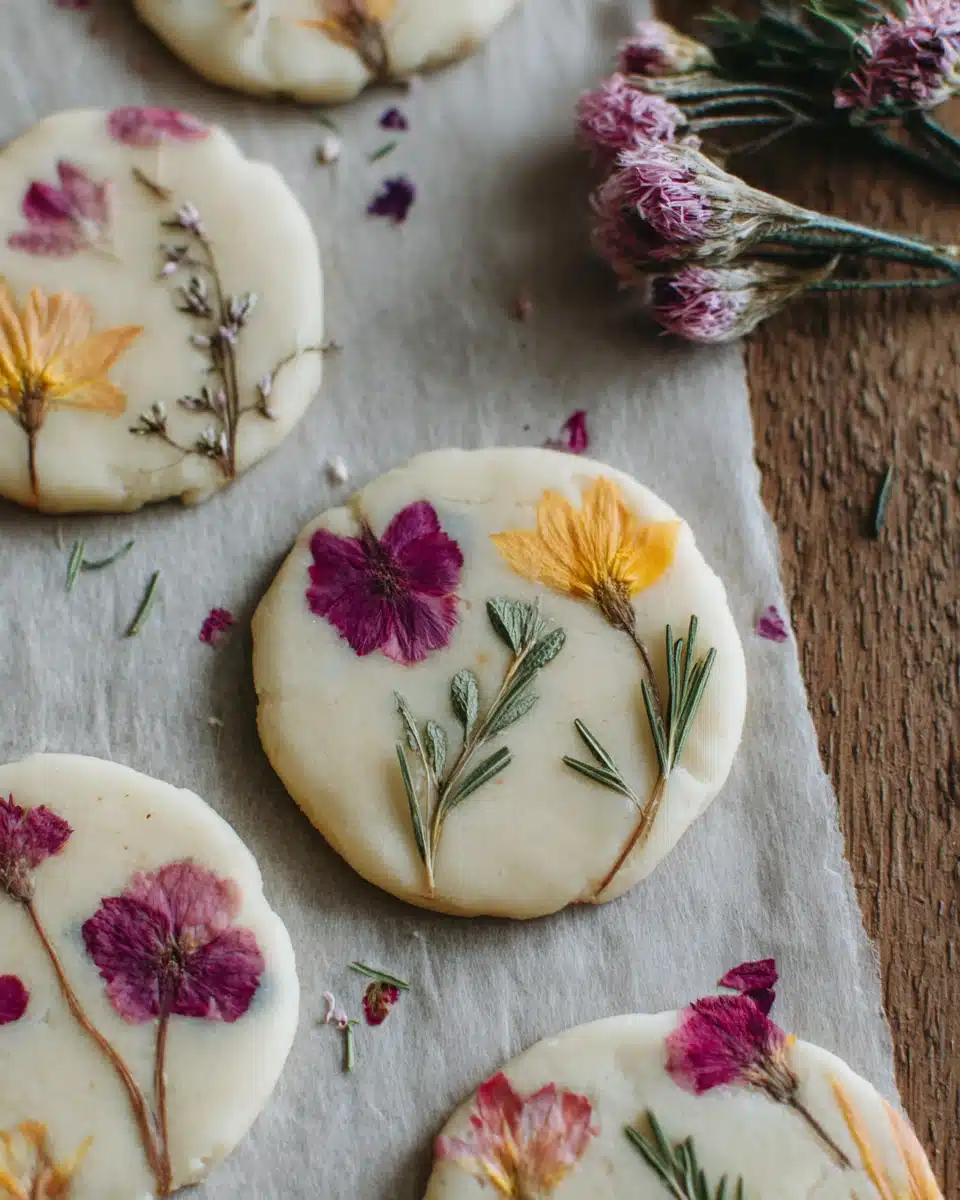 Wildflower Cookies Delightful Treat Wildflower cookies decorated with edible flowers.