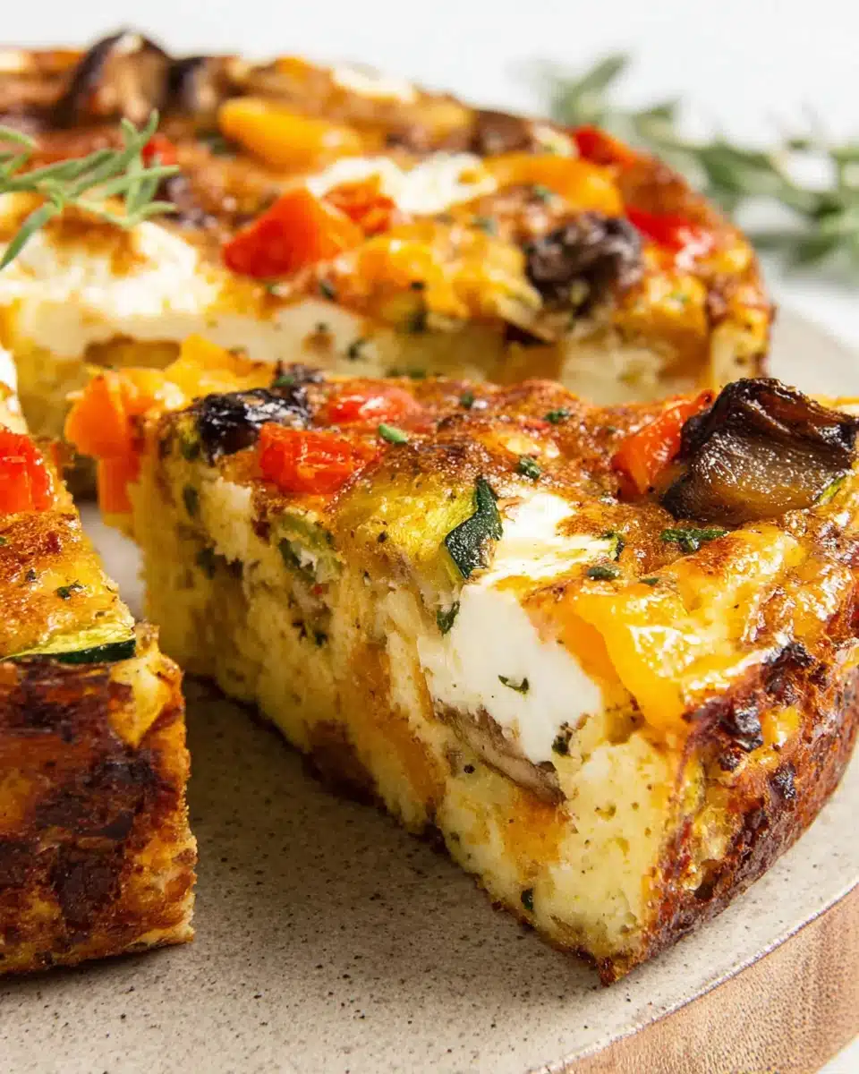 Delicious Baked Frittata Recipe Baked frittata featuring vibrant vegetables and creamy texture.