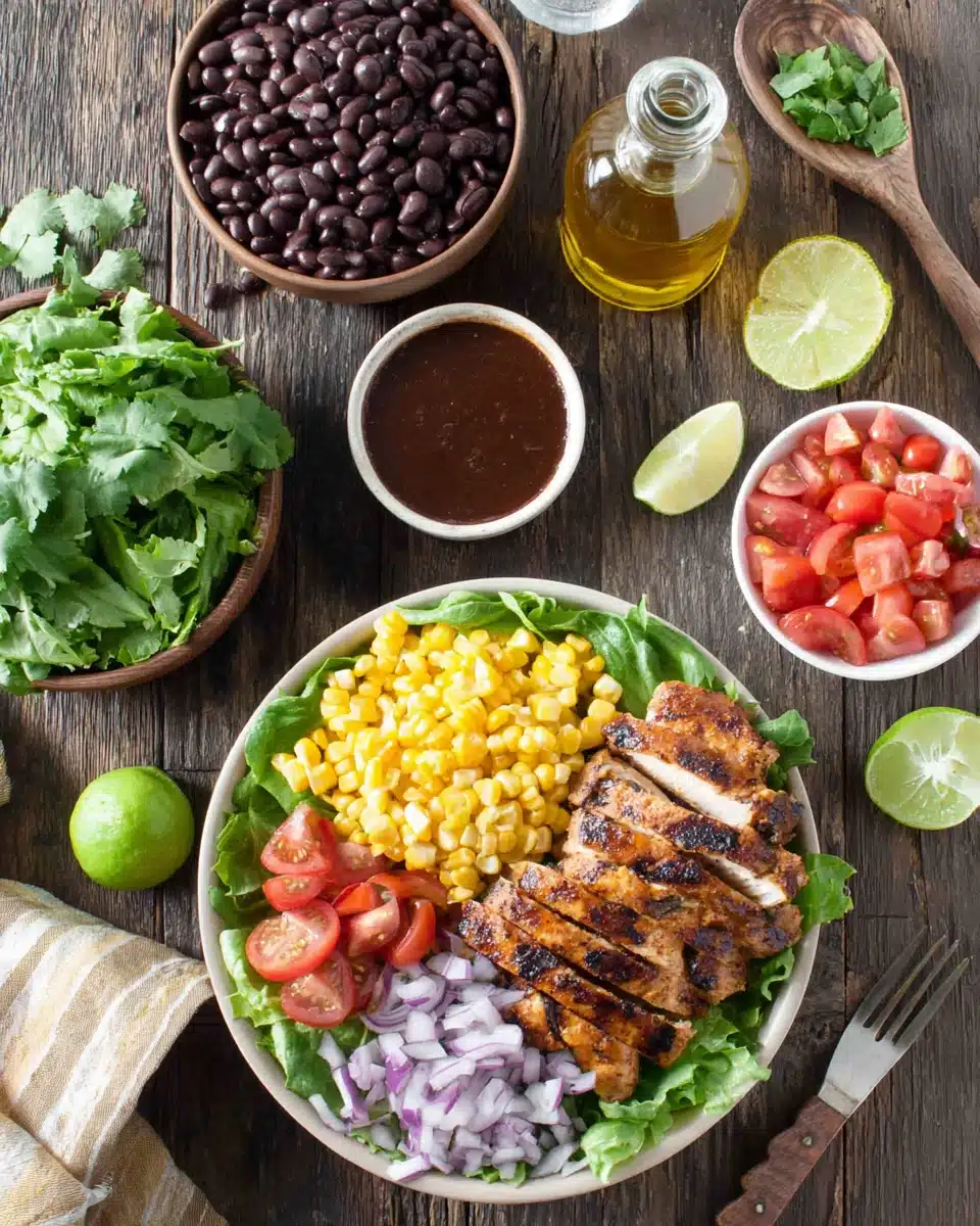 Vibrant BBQ Chicken Salad Ingredients BBQ chicken salad ingredients for a healthy meal.