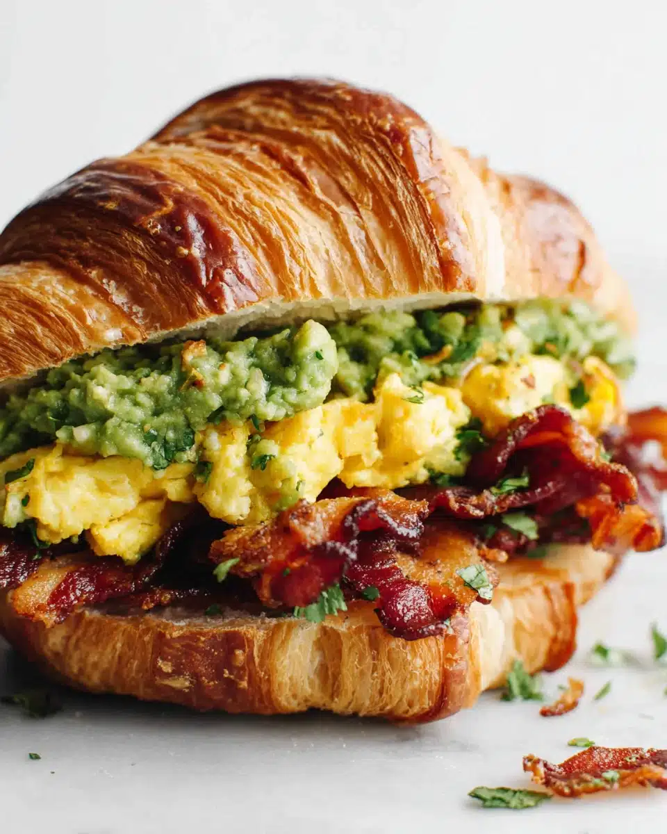 Irresistible breakfast sandwich featuring bacon and guacamole