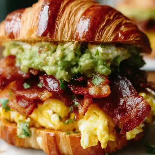 Indulgent breakfast sandwich with bacon and guacamole