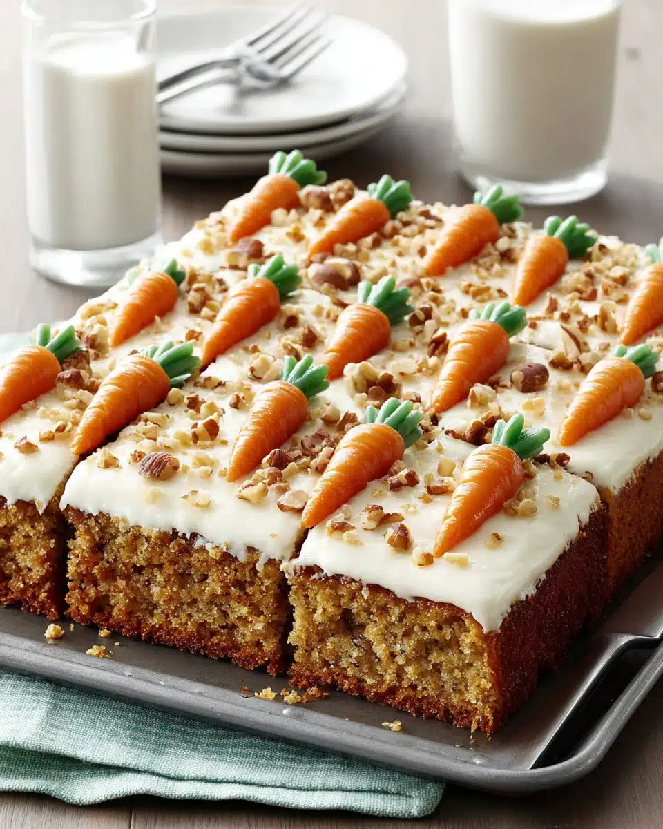 Delightful carrot sheet cake for any celebration.