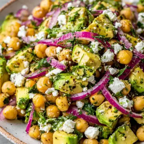 Chickpea salad with avocado and feta.