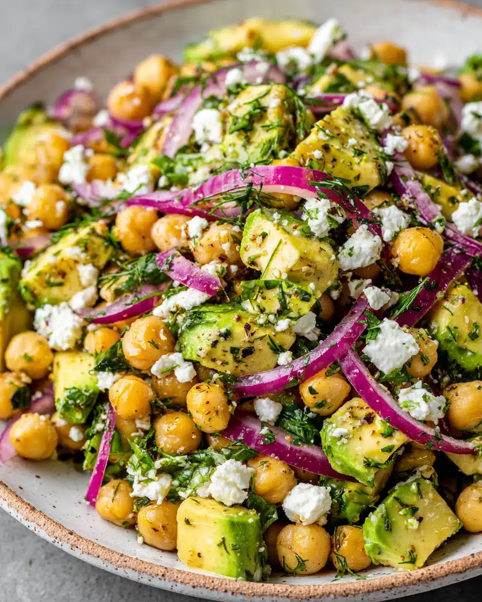 Chickpea salad with avocado and feta.