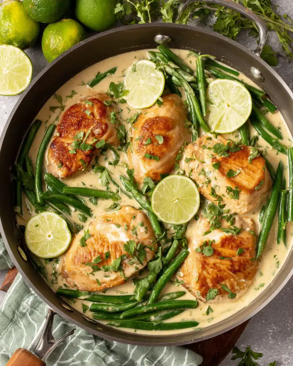 Delicious coconut lime chicken with green beans - a tropical delight!