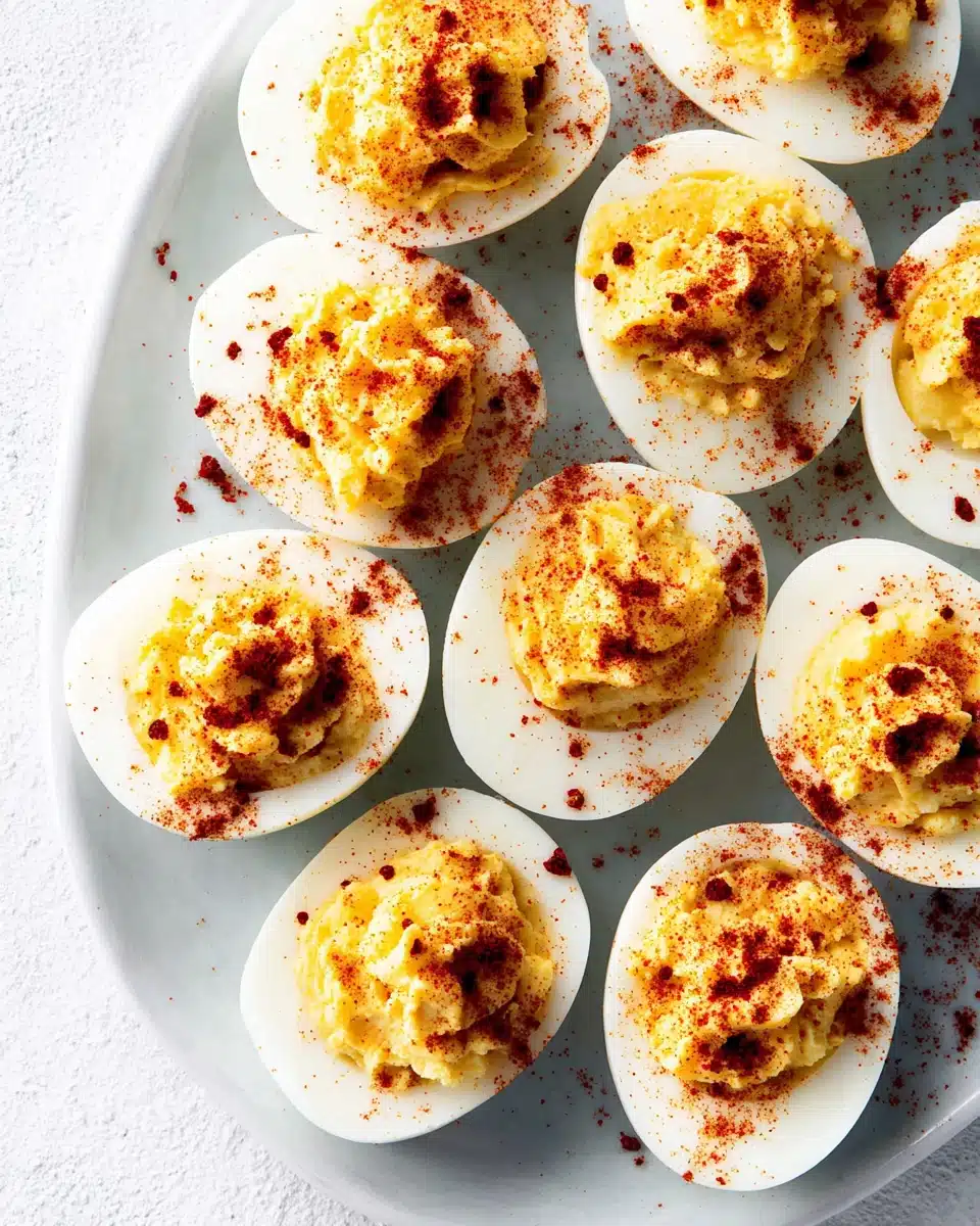Delicious deviled eggs ready for serving at any gathering.