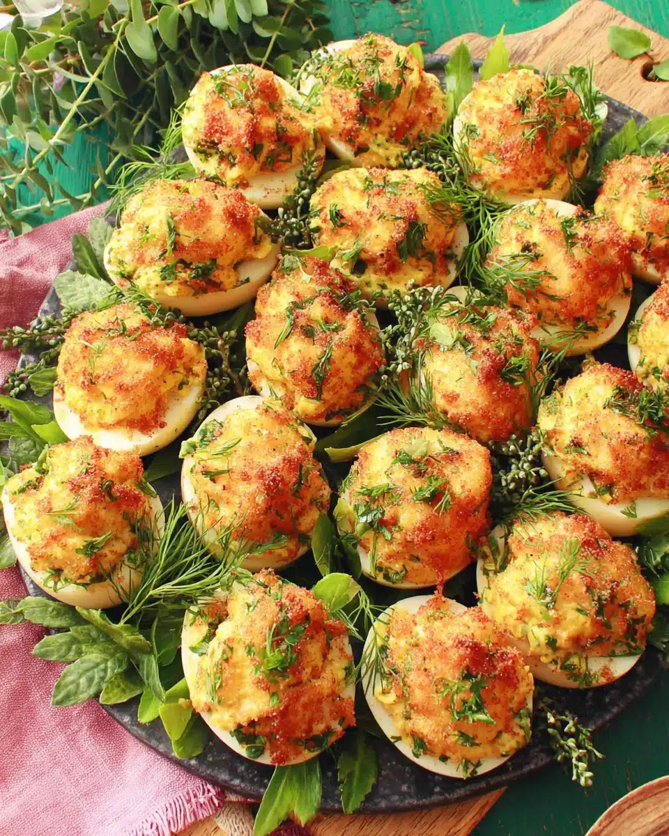 Easter recipes featuring festive deviled eggs.