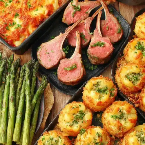 Easter recipes featuring tasty lamb chops and sides.