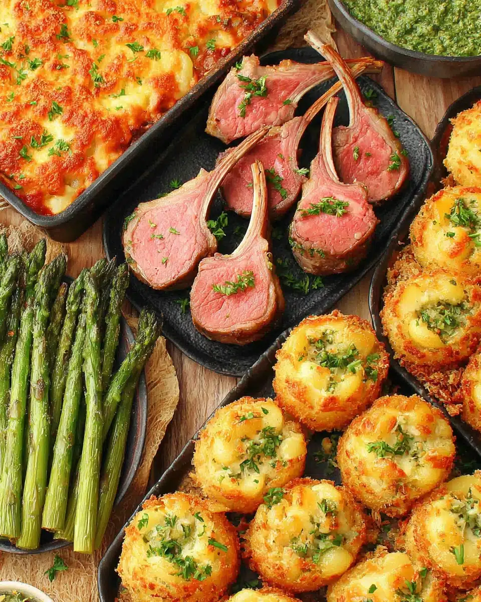 Easter recipes featuring tasty lamb chops and sides.