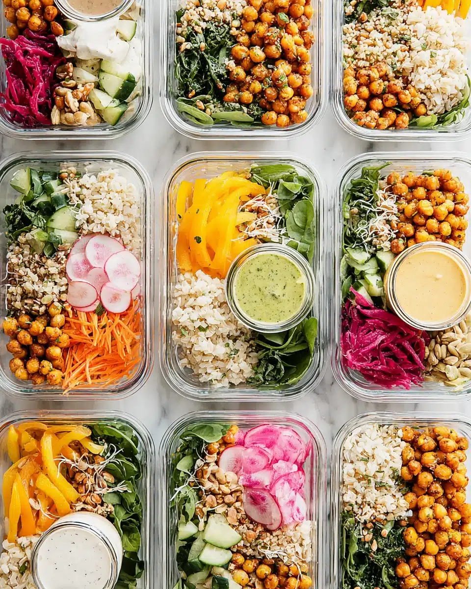 Healthy lunch ideas featuring colorful grain bowls and veggies.