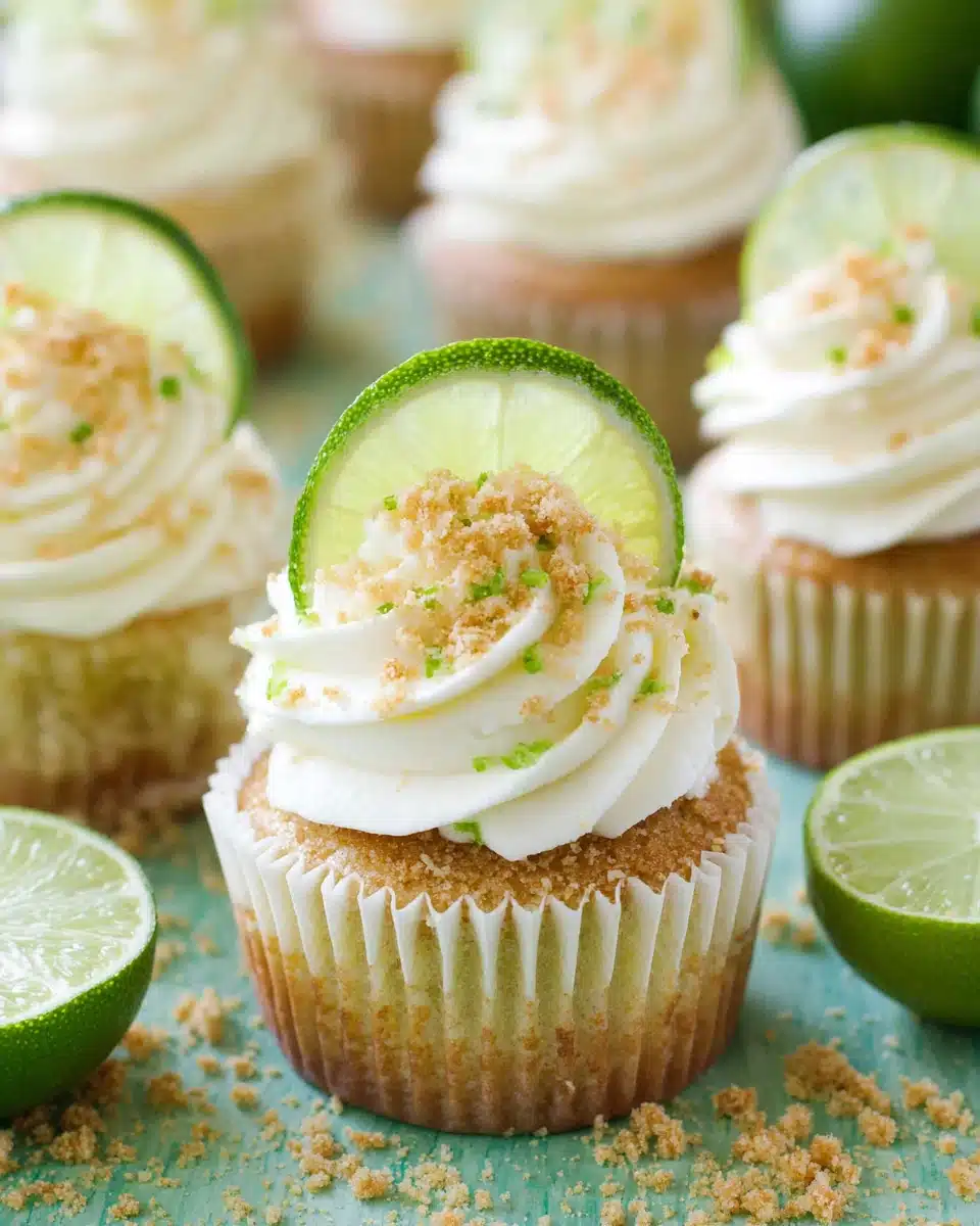 Delicious key lime cupcakes with creamy frosting.