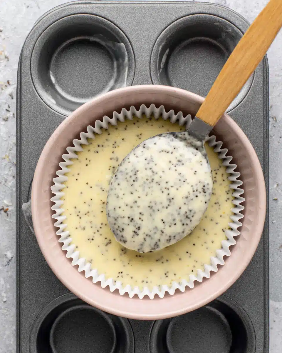 Lemon Poppy Seed Cupcakes in the Making Lemon poppy seed cupcake batter in preparation